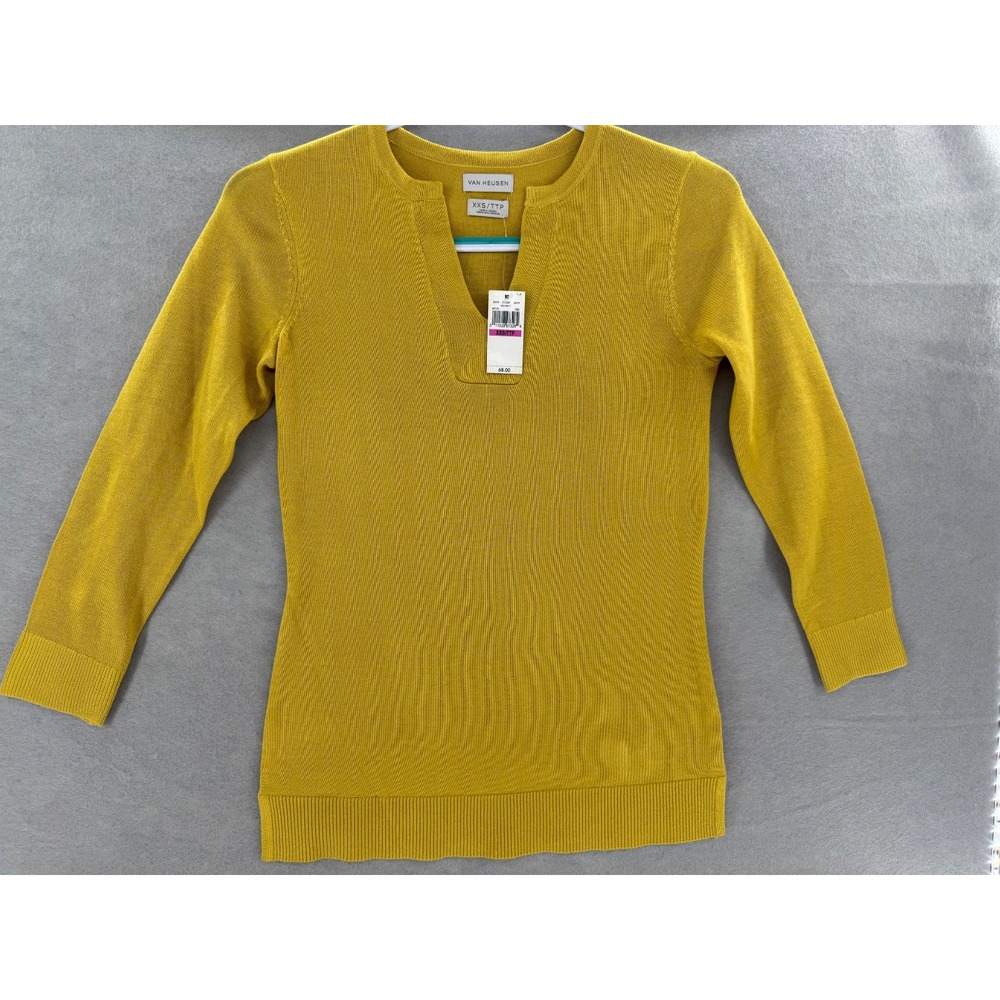 NWT Womens 100% Acrylic Van Heusen Sweater Mustard Color size XXS